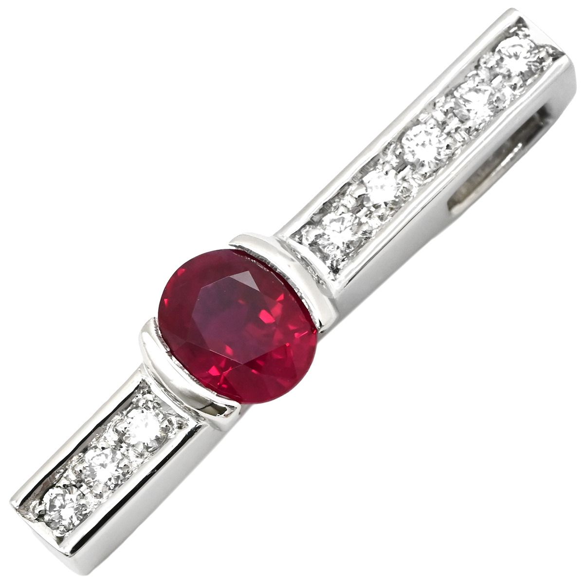 TASAKI ペンダントトップ ルビー ダイヤ レッド×プラチナシルバー タサキ 田崎 Pt 900 赤 レッド ネックレストップ パヴェ バー ラインデザイン