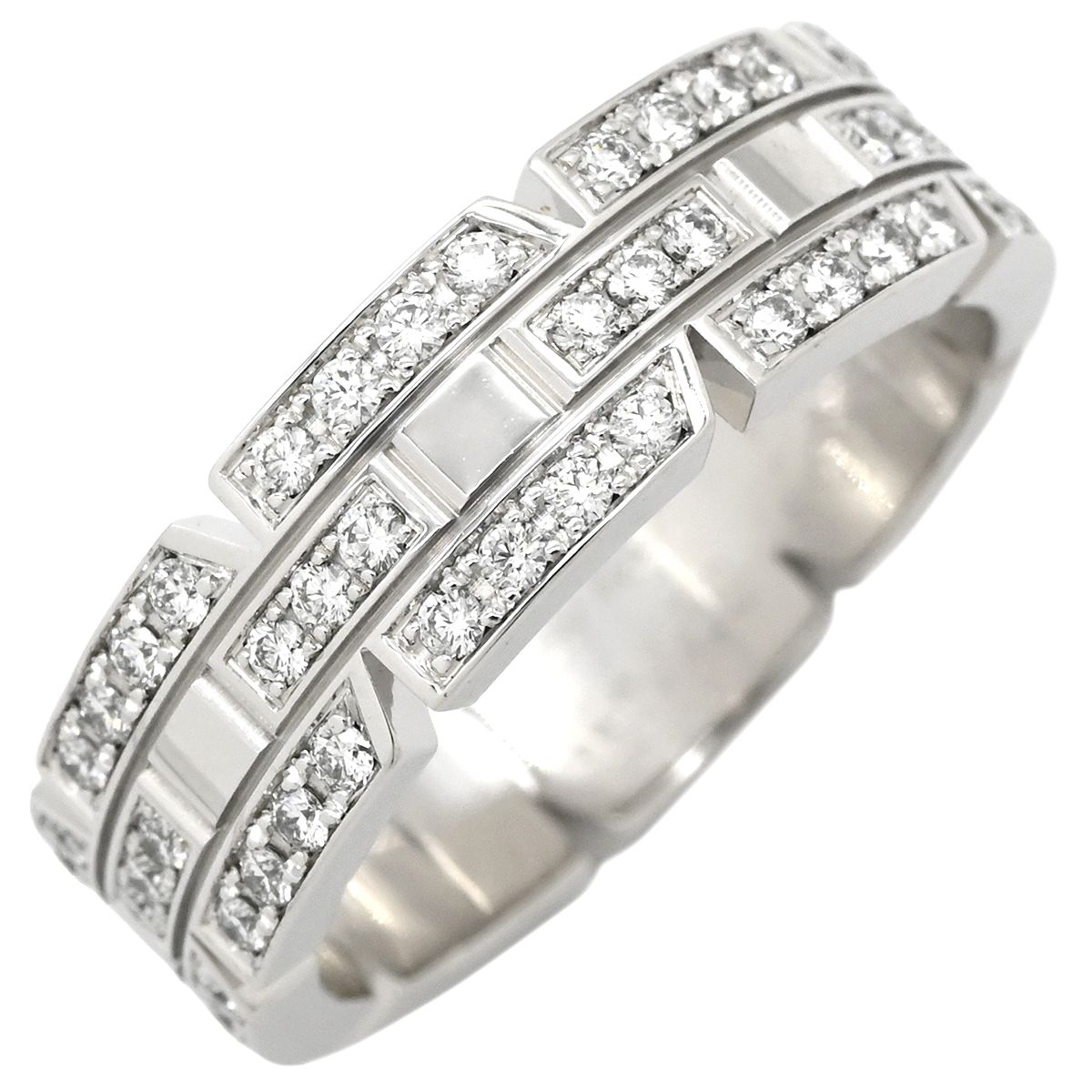 カルティエ Cartier リング 指輪 タンクフランセーズ SM フルダイヤ ホワイトゴールド 54 JP 14 18 K 750 ダイヤモンド 13.5号