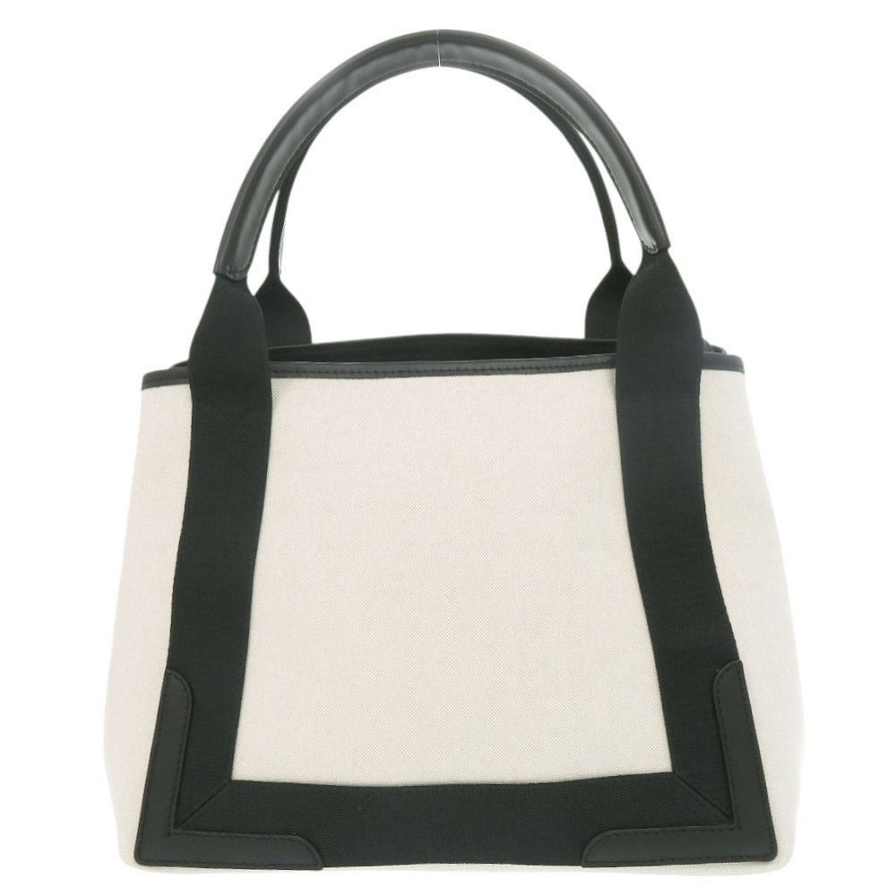 美品 バレンシアガ ネイビーカバスS キャンバス レザー ナチュラル