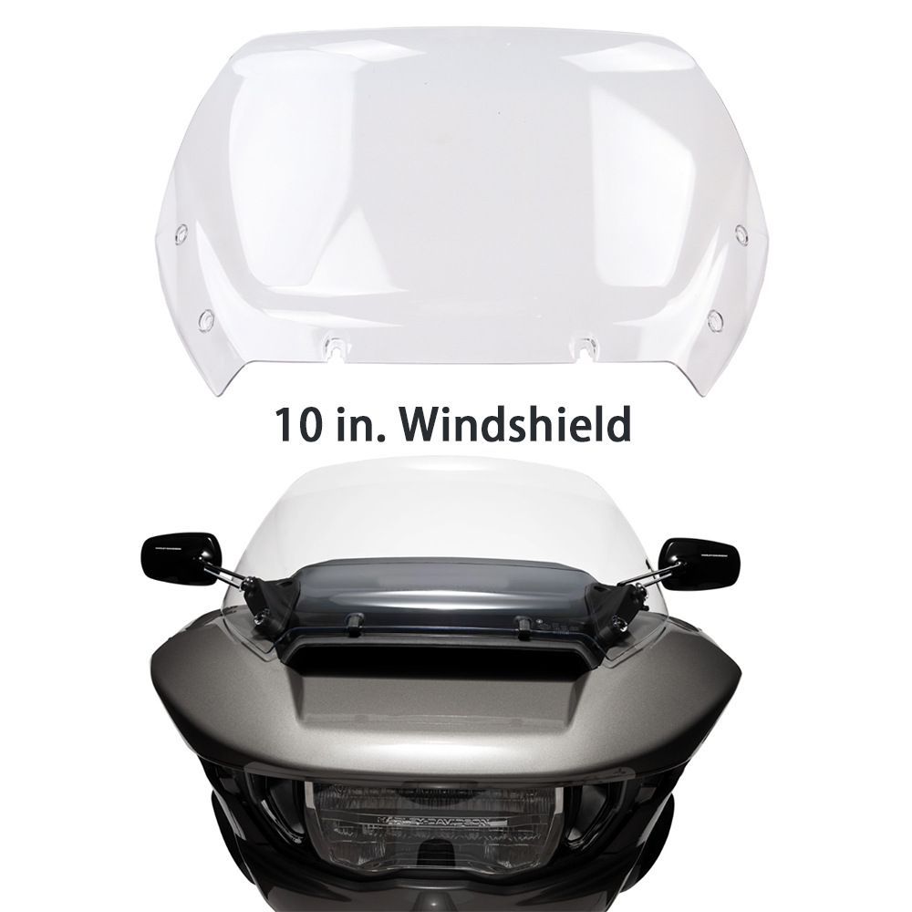 【送料無料】ハーレーダビッドソンCVO用 10インチ風防ガラス【透明・煙灰・透黒】2023-2024年モデル対応！前加高タイプZX05