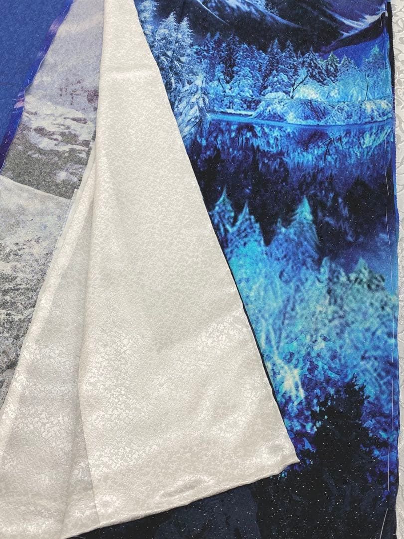 訪問着 未仕立て品 仮絵羽 銀通し オーロラ 正絹八掛付き 大衆演劇