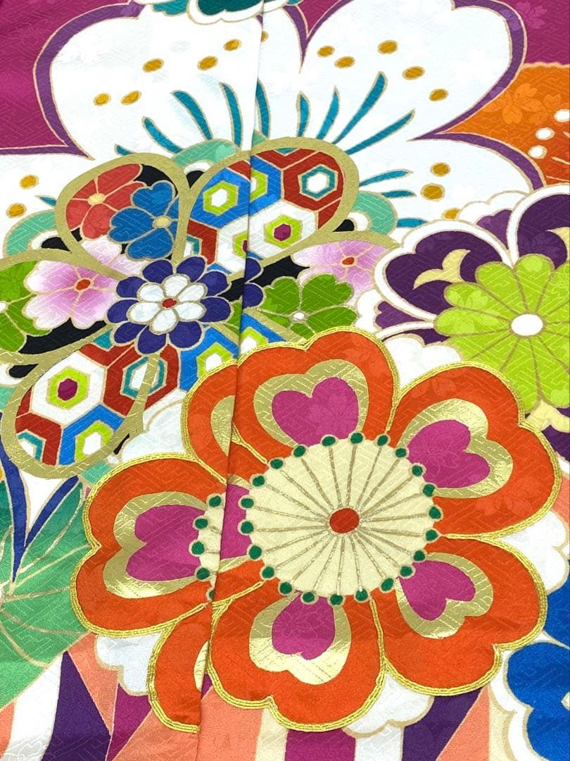 振袖 仮絵羽 舞台衣装 金駒 金彩 紋意匠 正絹 未仕立て品 八掛付 FU083