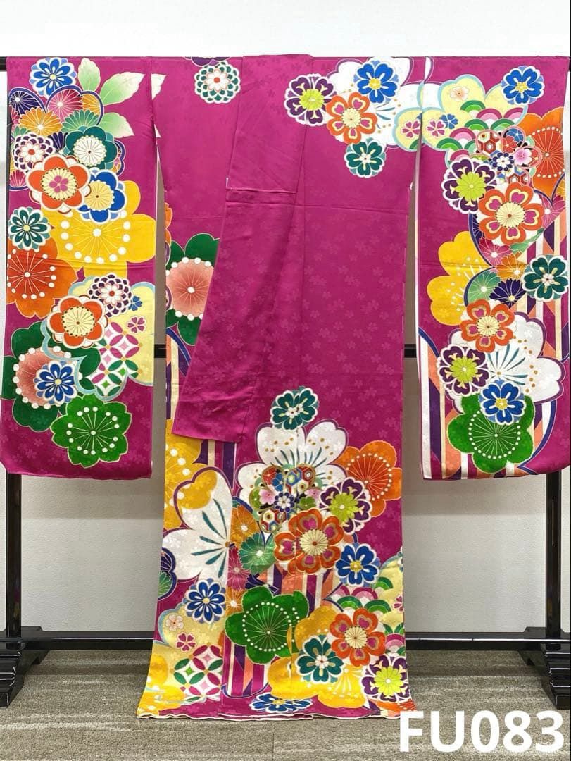 振袖 仮絵羽 舞台衣装 金駒 金彩 紋意匠 正絹 未仕立て品 八掛付 FU083