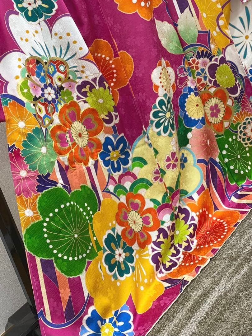 振袖 仮絵羽 舞台衣装 金駒 金彩 紋意匠 正絹 未仕立て品 八掛付 FU083