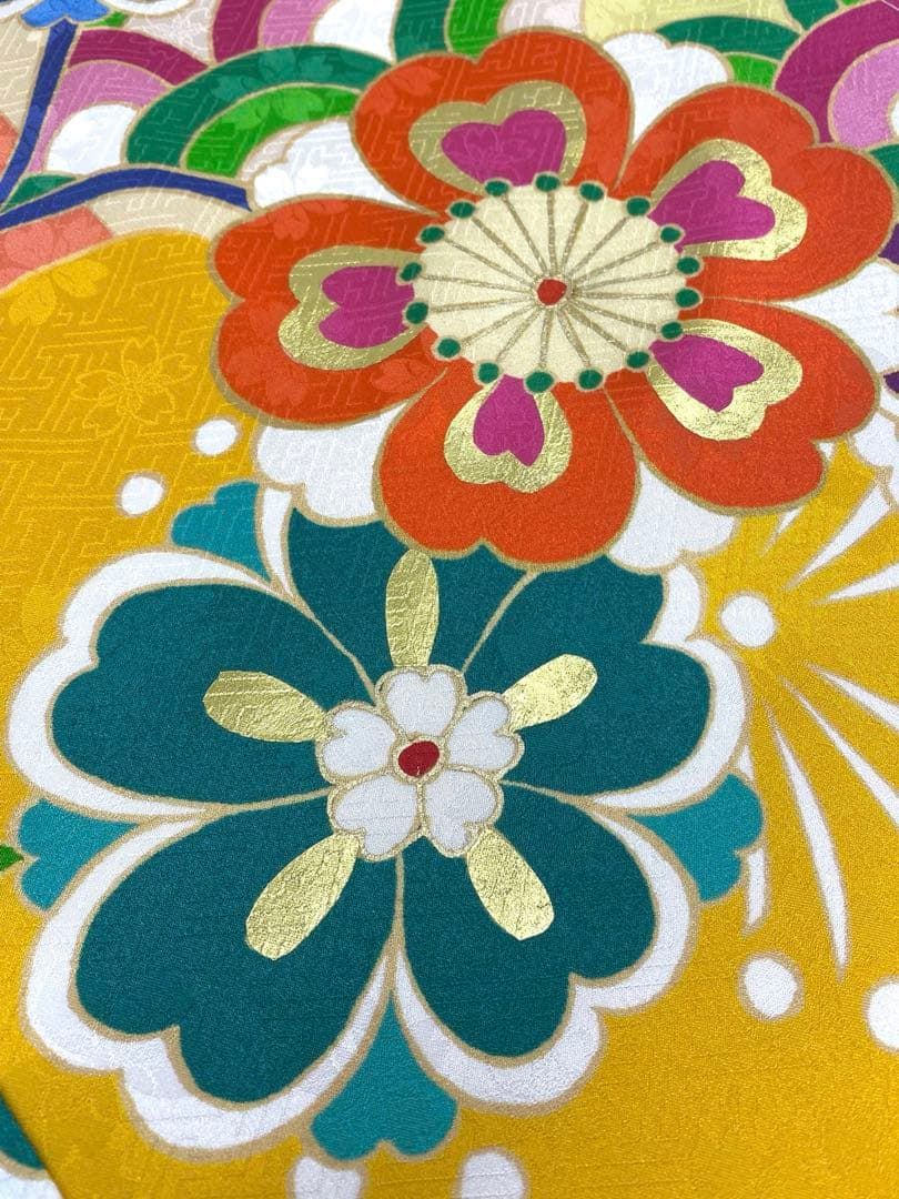 振袖 仮絵羽 舞台衣装 金駒 金彩 紋意匠 正絹 未仕立て品 八掛付 FU083