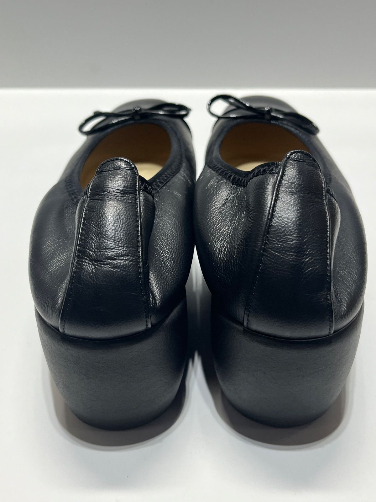 美品】HILLS AVENUE フラットシューズ ウェーブソール レザー 黒 24cm