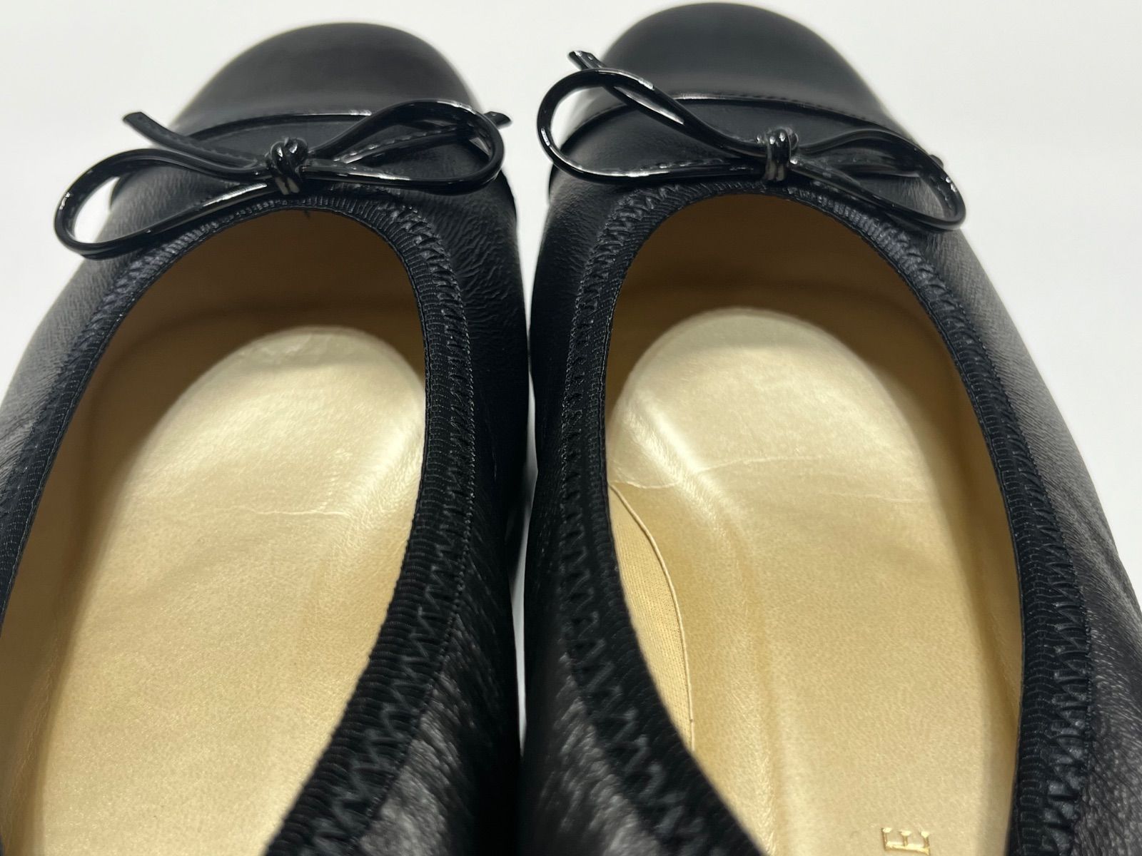 美品】HILLS AVENUE フラットシューズ ウェーブソール レザー 黒 24cm