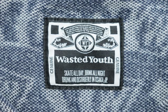 ウェイステッドユース Wasted youth KNIT POLO 総柄 半袖 ニット ポロ