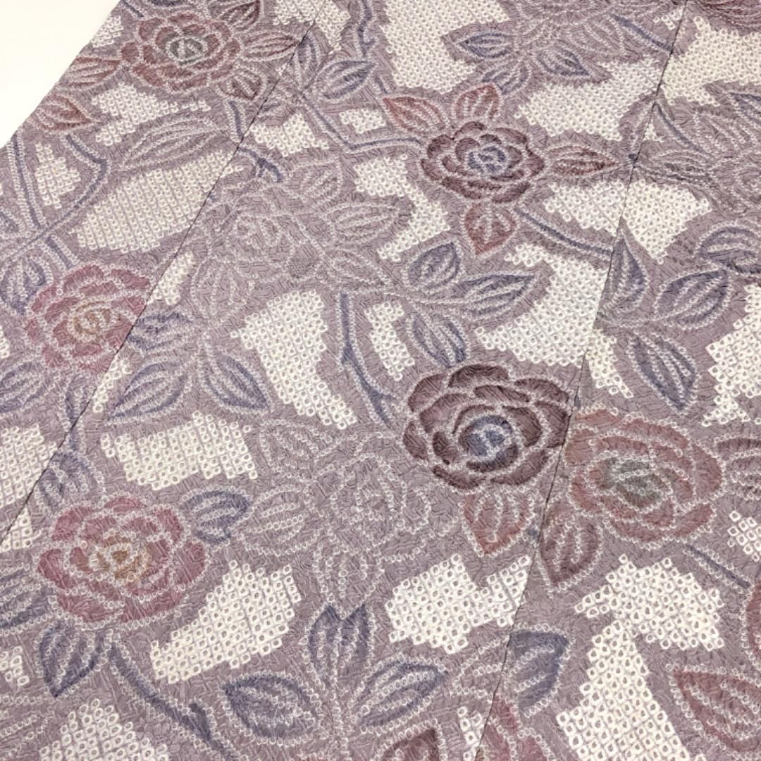 小紋 総絞り 花柄模様 紫鼠色 K-5148 - メルカリ