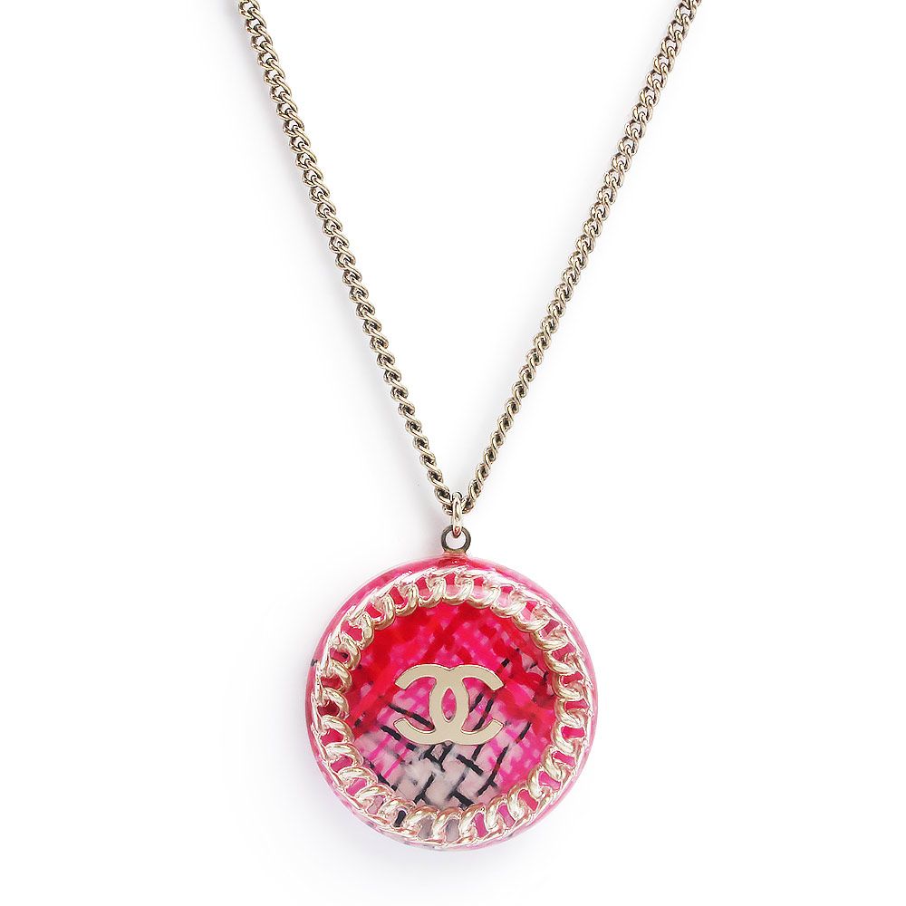 シャネル ココマーク ツイード チェーン ラウンド ペンダント