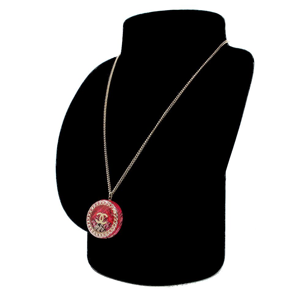 シャネル ココマーク ツイード チェーン ラウンド ペンダント