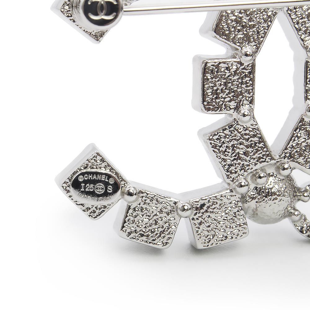 シャネル ココマーク パール ラインストーン ブローチ シルバー ABF726