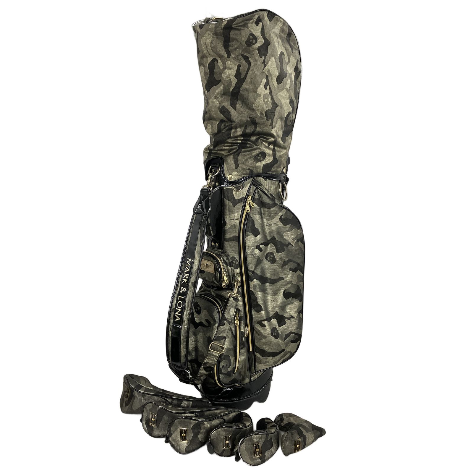 MARKu0026LONA スタンド式 キャディバッグ カモフラージュ ヘッドカバー付 ゴルフ用品 中古 Y10673315