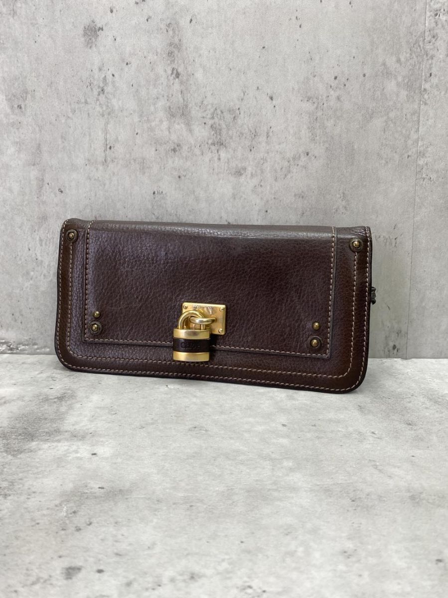 Chloe クロエ パディントン ラウンドファスナー 長 財布 茶