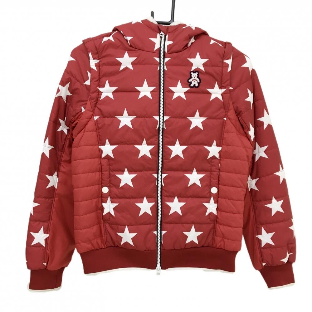 キャロウェイ 2WAY中綿ジャケット レッド×白 星柄 ベアワッペン 袖着脱