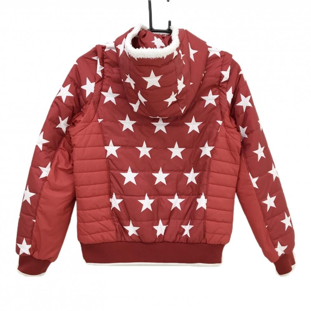 キャロウェイ 2WAY中綿ジャケット レッド×白 星柄 ベアワッペン 袖着脱