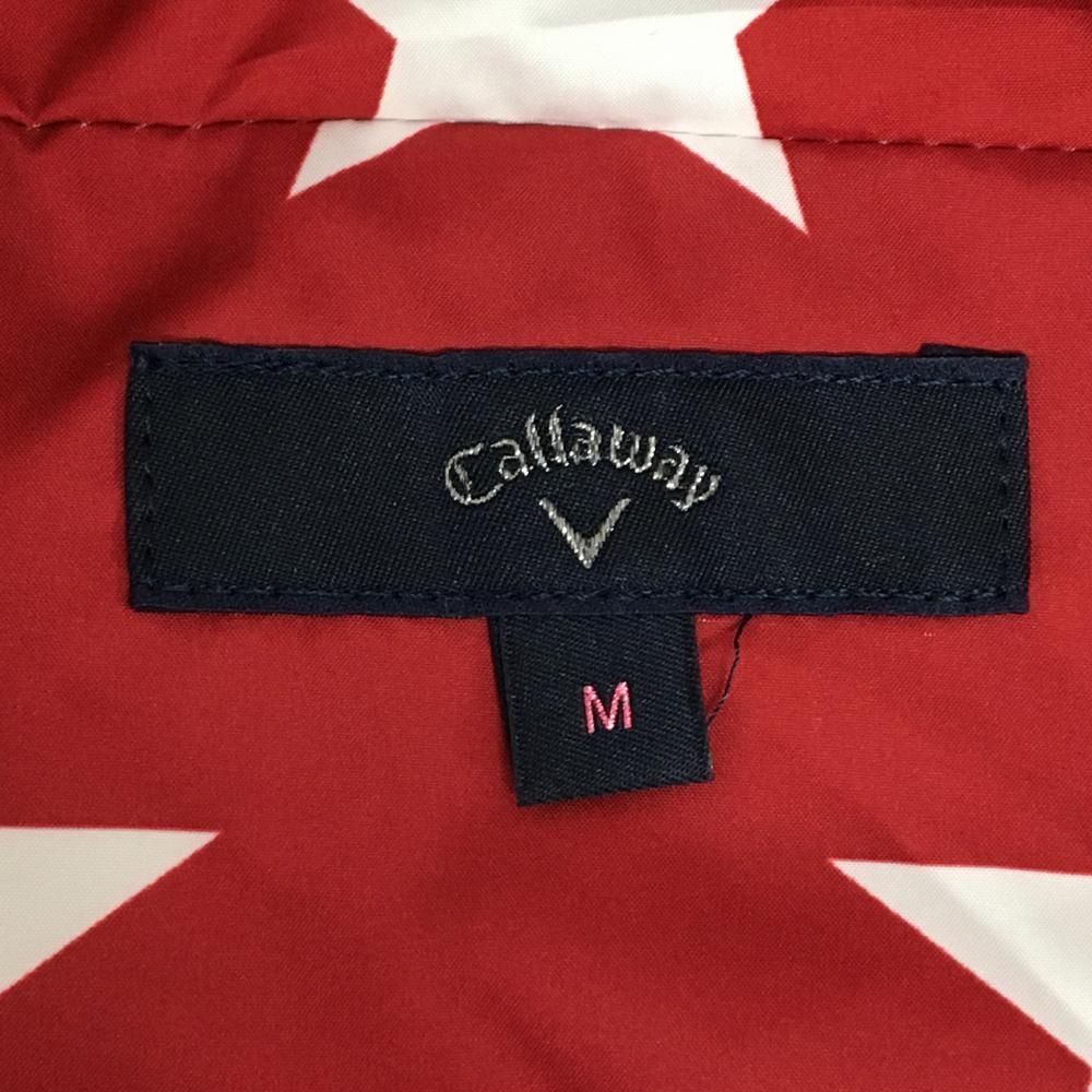 キャロウェイ 2WAY中綿ジャケット レッド×白 星柄 ベアワッペン 袖着脱