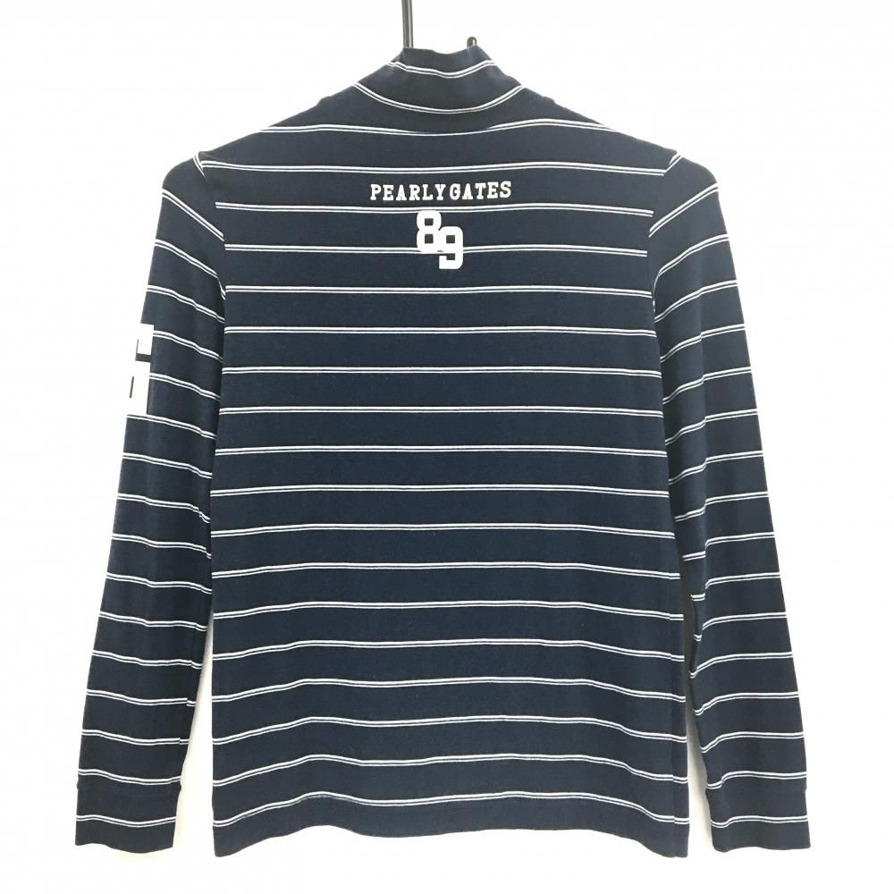 パーリーゲイツ 長袖ハイネックシャツ ネイビー×白 ボーダー