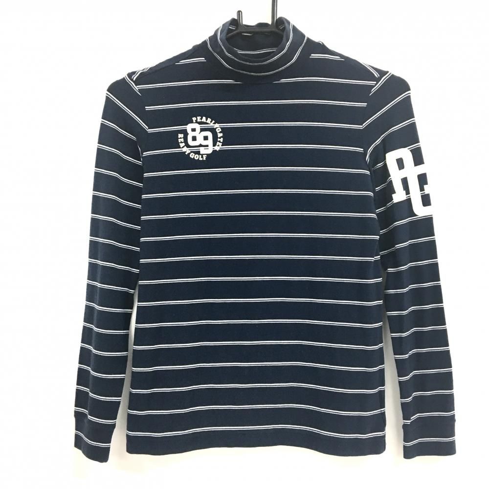 パーリーゲイツ 長袖ハイネックシャツ ネイビー×白 ボーダー パーリーゲイツ 長袖ハイネックシャツ ネイビー×白 ボーダー