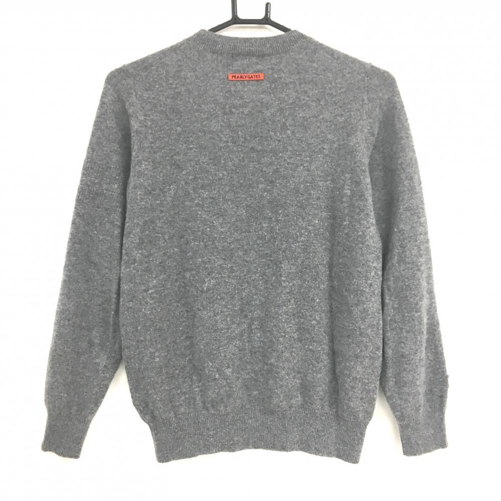 パーリーゲイツ セーター グレー×レッド カシミヤ ロゴ ニット