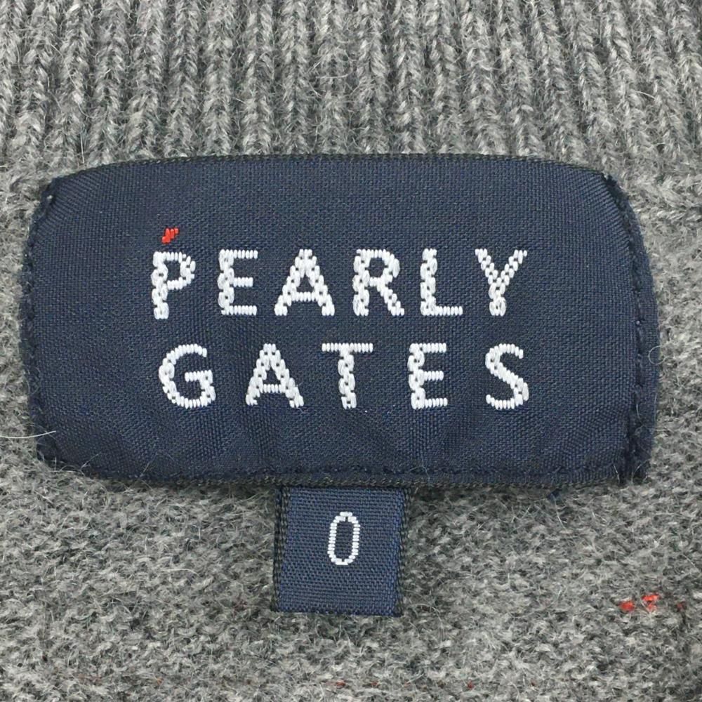 パーリーゲイツ セーター グレー×レッド カシミヤ ロゴ ニット