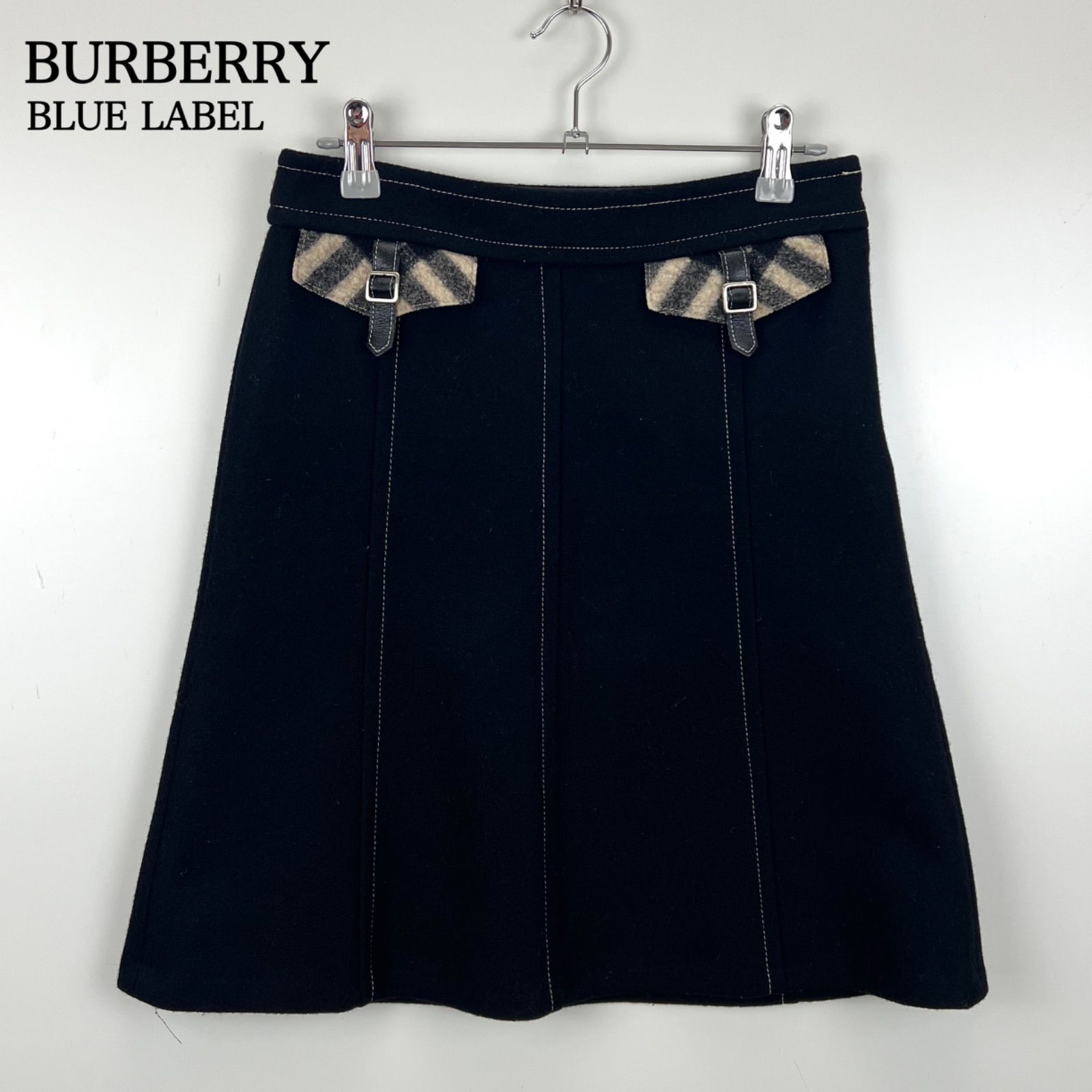 BURBERRY BLUE LABEL 00s y2k archive NOVA flap wool skirt 36