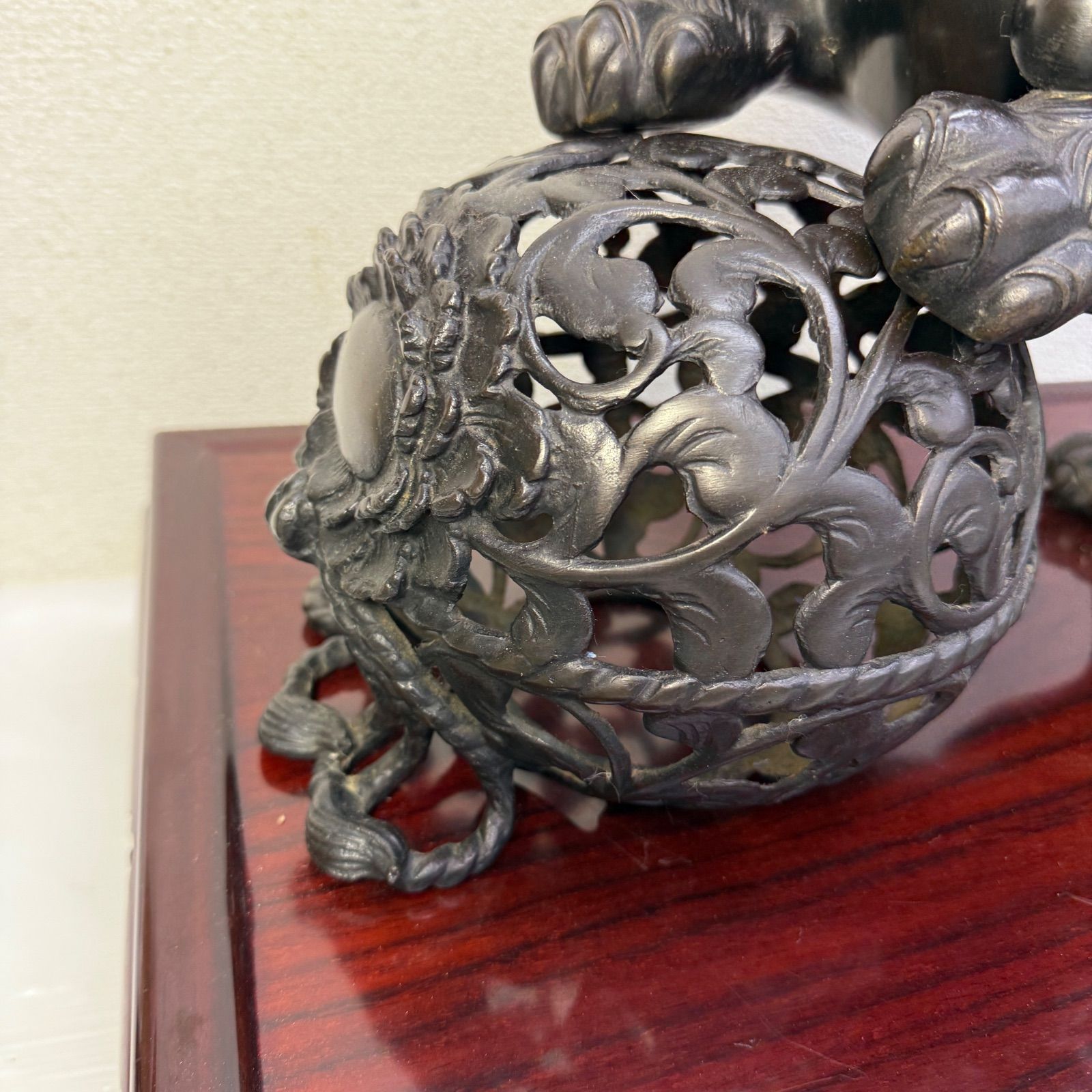 ☆平安佐吉 玉乗大獅子☆銅製 銀象嵌銘 目金嵌 置物 骨董品 - メルカリ
