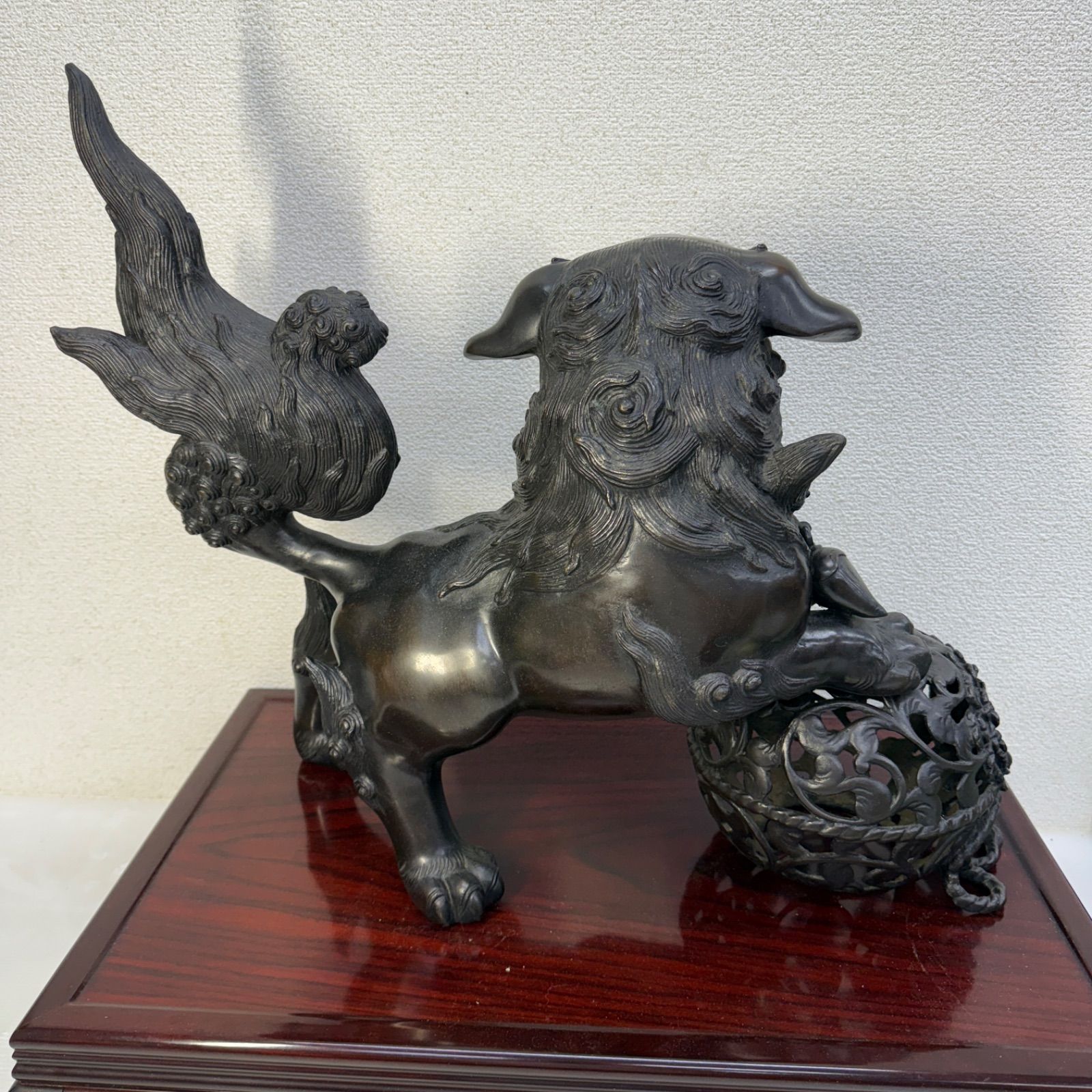 ☆平安佐吉 玉乗大獅子☆銅製 銀象嵌銘 目金嵌 置物 骨董品 - メルカリ