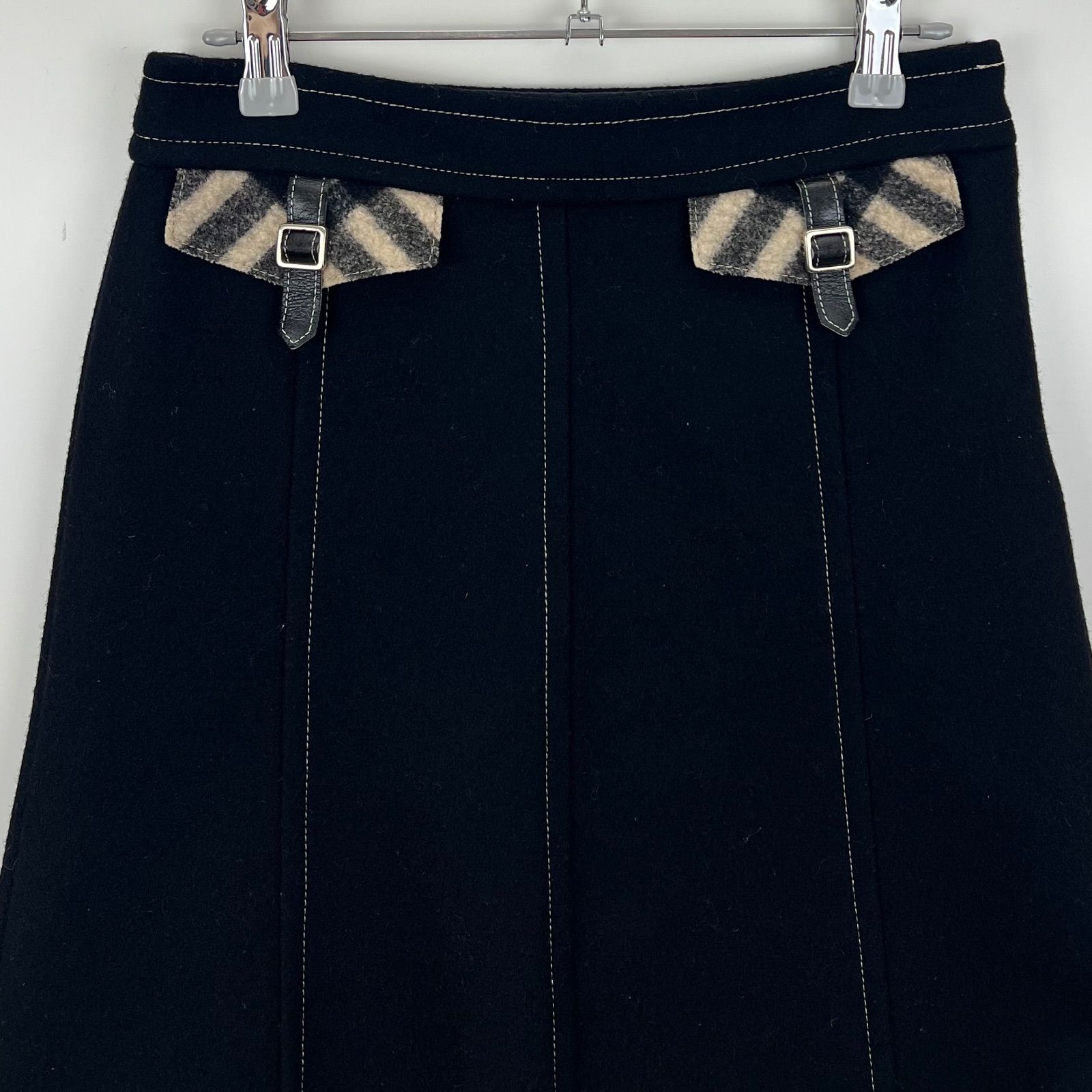 BURBERRY BLUE LABEL 00s y2k archive NOVA flap wool skirt 36