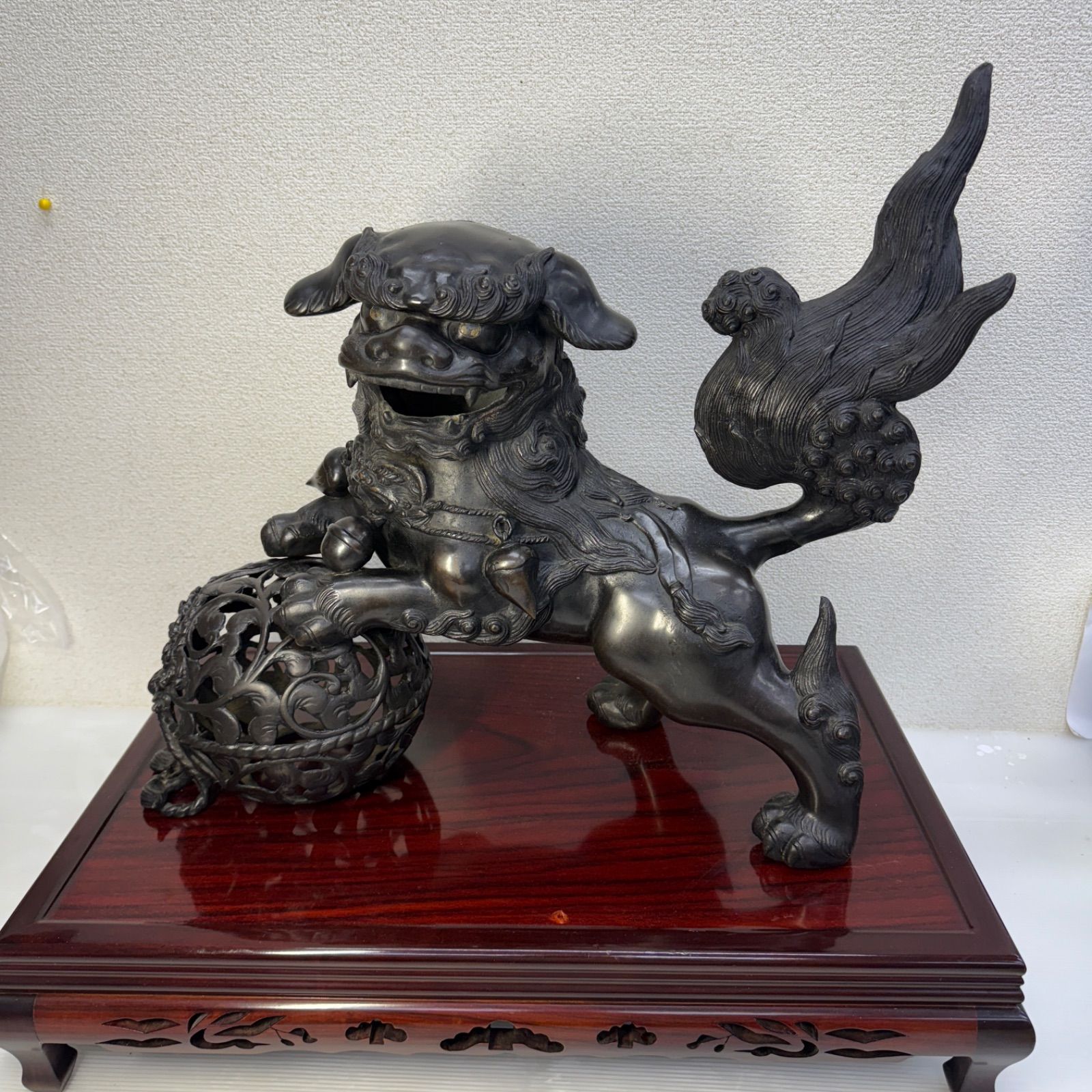 ☆平安佐吉 玉乗大獅子☆銅製 銀象嵌銘 目金嵌 置物 骨董品 - メルカリ