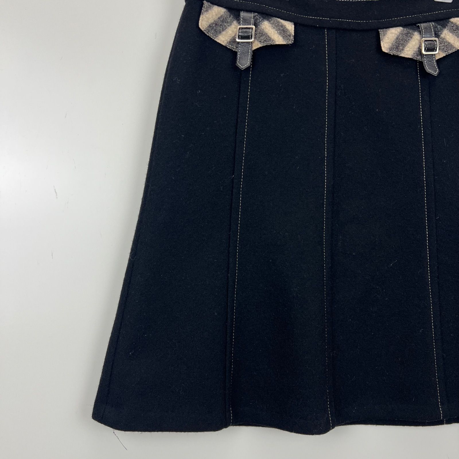 BURBERRY BLUE LABEL 00s y2k archive NOVA flap wool skirt 36