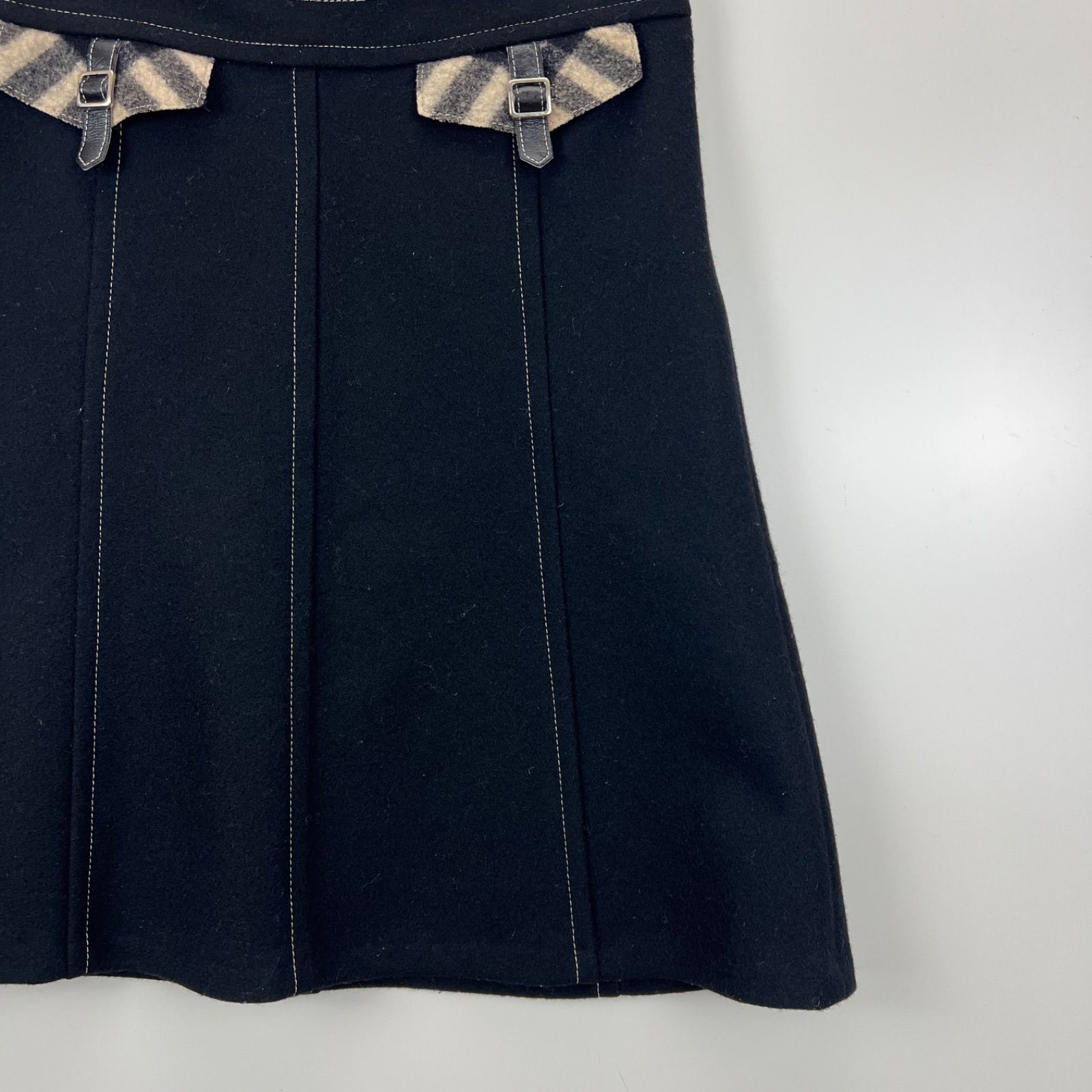 BURBERRY BLUE LABEL 00s y2k archive NOVA flap wool skirt 36