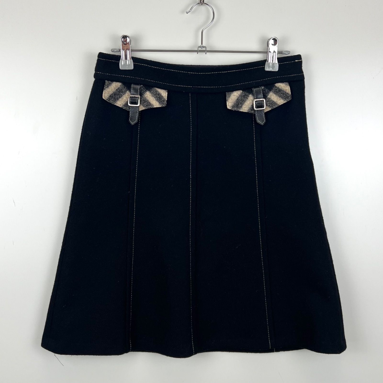 BURBERRY BLUE LABEL 00s y2k archive NOVA flap wool skirt 36
