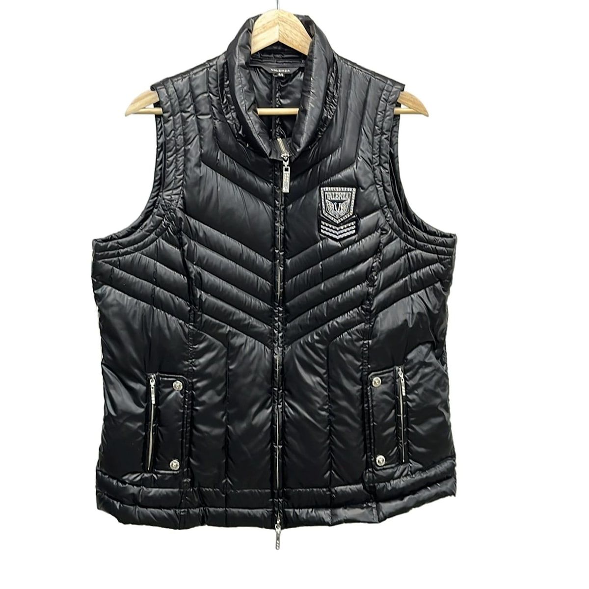 VALENZA(バレンザ) ダウンベスト サイズ44 L レディース - 黒 ワッペン