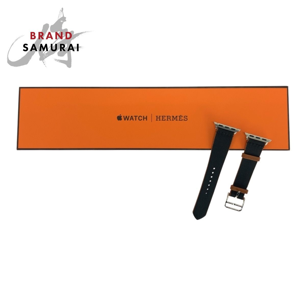 超 エルメス ツイルジャンプ シンプルトゥールストラップ ブラック ブラウン シルバーキャンバス アップルウォッチバンド 41 mm 506036
