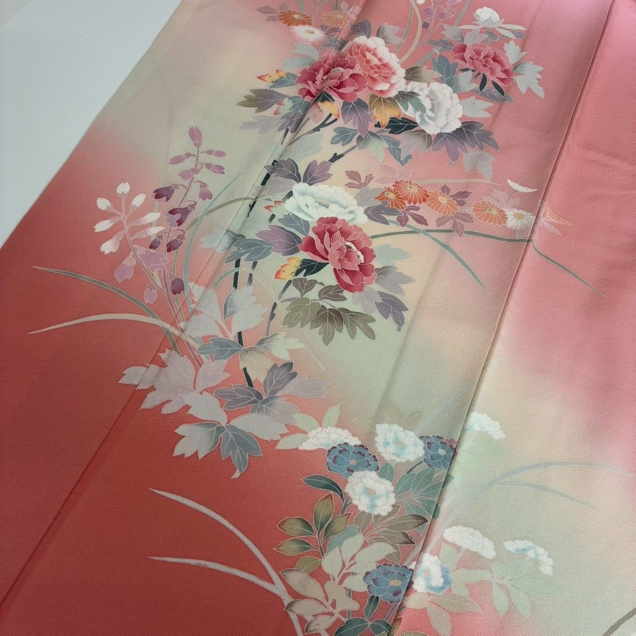 付下げ 作家物 加賀調友禅 裄66 上品な染め 紋無し 訪問着 正絹 着物