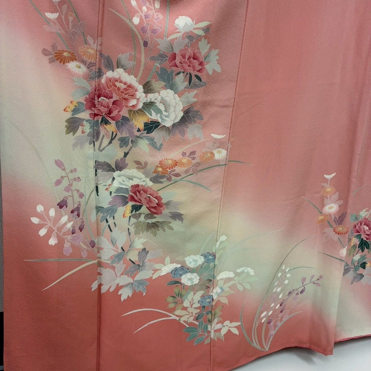 付下げ 作家物 加賀調友禅 裄66 上品な染め 紋無し 訪問着 正絹 着物