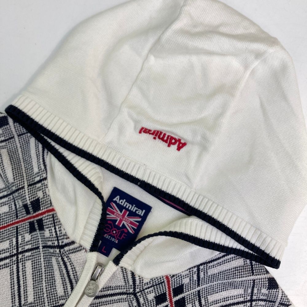 サイズ：L ADMIRAL アドミラル フード付 ジップベスト チェック柄