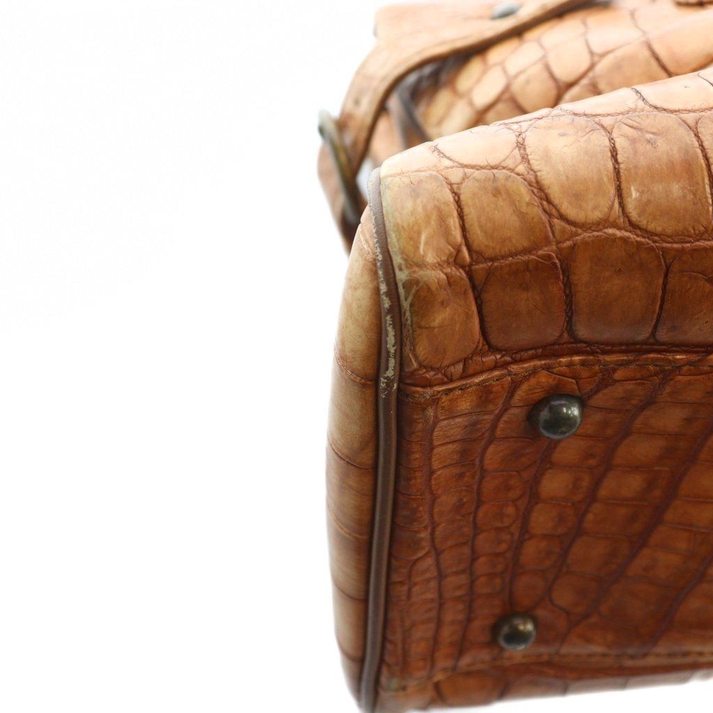 JRA ハンドバッグ ミニボストン クロコダイル レザー ワニ革 茶