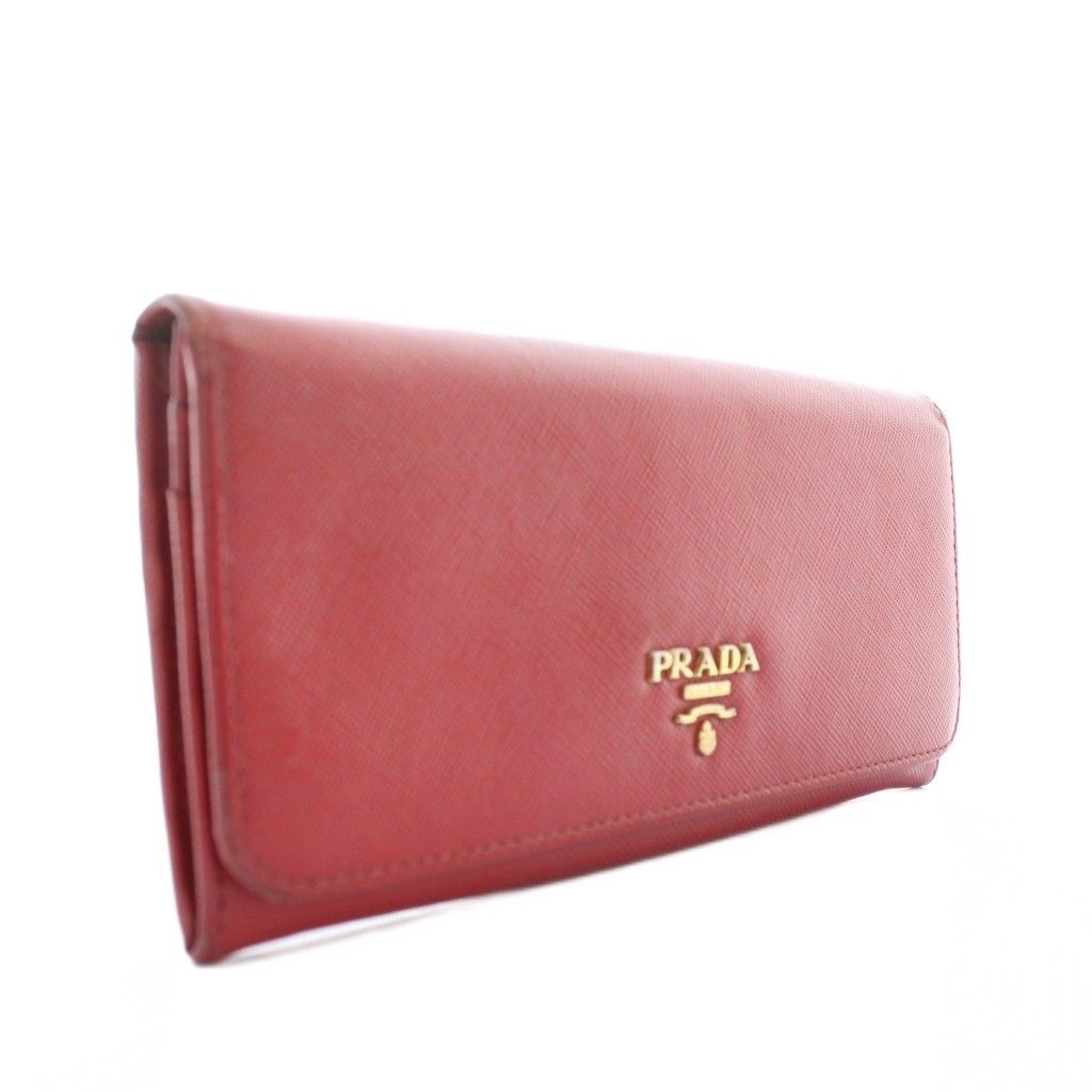 プラダ PRADA 長財布 二つ折り サフィアーノレザー ロゴ ゴールド金具