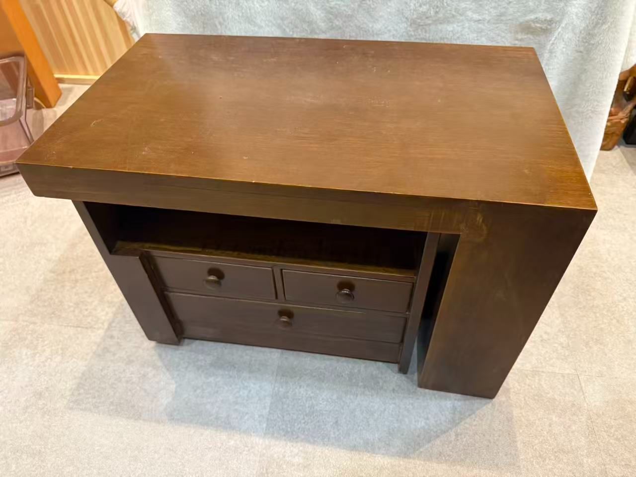 木製サイドキャビネット 引き出し収納付き ヴィンテージ風 サイド