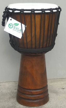 マホガニー木製ジャンベ（ジェンベ）☆木彫りMサイズ(10インチ)（MA