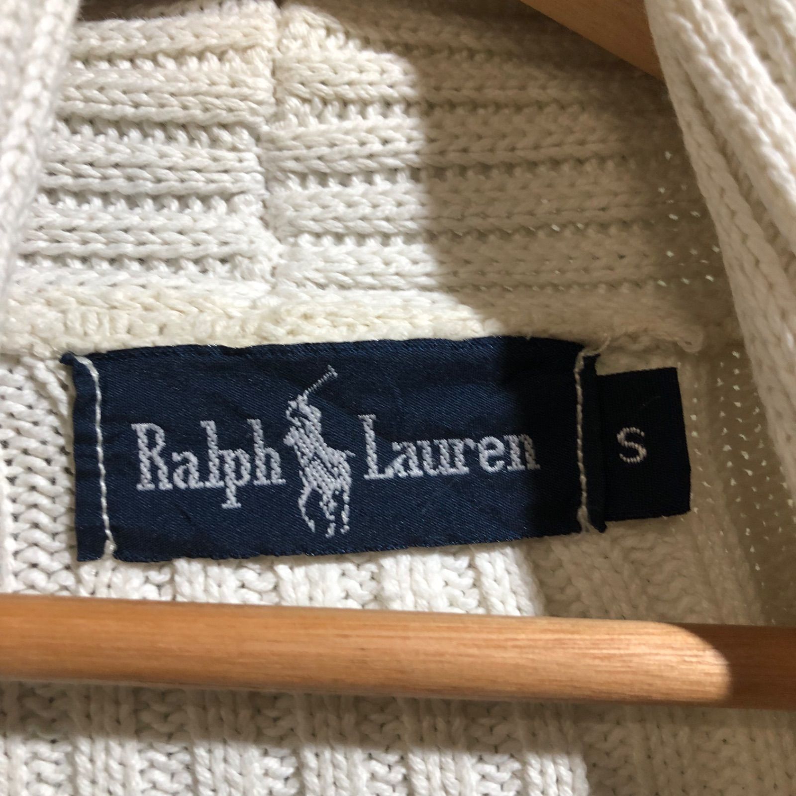 1065 Ralph Lauren ショールカラー カーディガン ホワイト S ラルフ