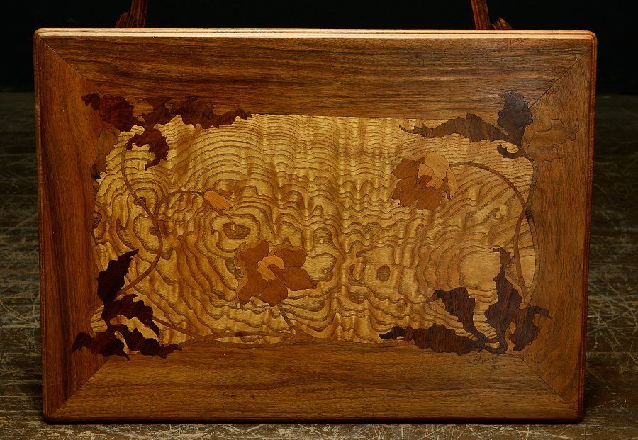 蔵A5775】木象嵌細工 テーブル アール・ヌーヴォー アンティーク