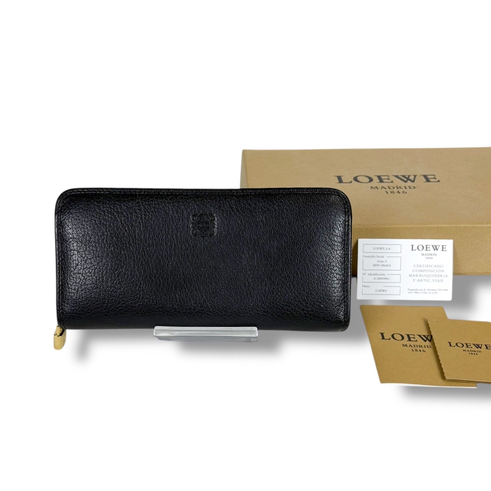 ロエベ LOEWE ラウンドファスナー ロングウォレット パドロック 長財布 ラウンドジップ ブラック 黒 レザー