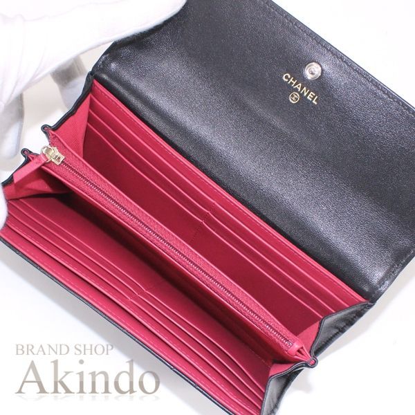 新品】CHANEL19 長財布 二つ折り マトラッセ 黒 ブラック ラムスキン
