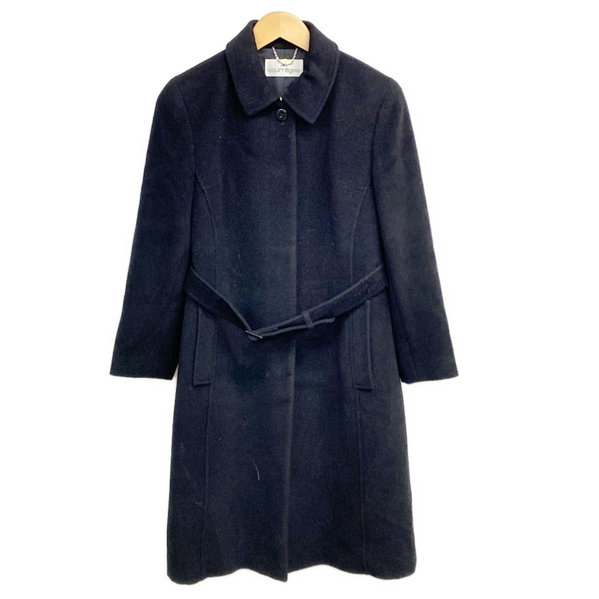 COURREGES(クレージュ) コート サイズ9AR S レディース美品 - 黒 長袖/冬