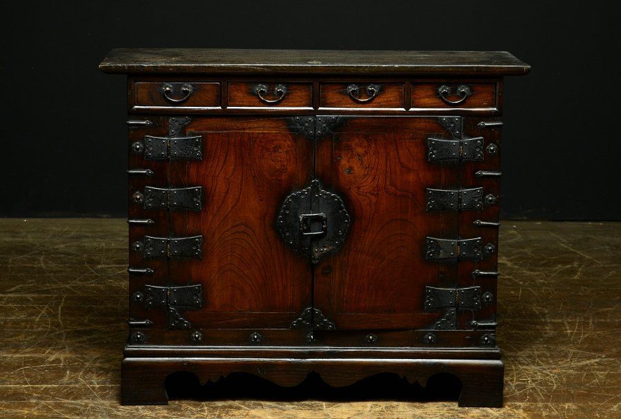 蔵A5736 朝鮮古美術 李朝箪笥 バンダジ 書案 飾棚