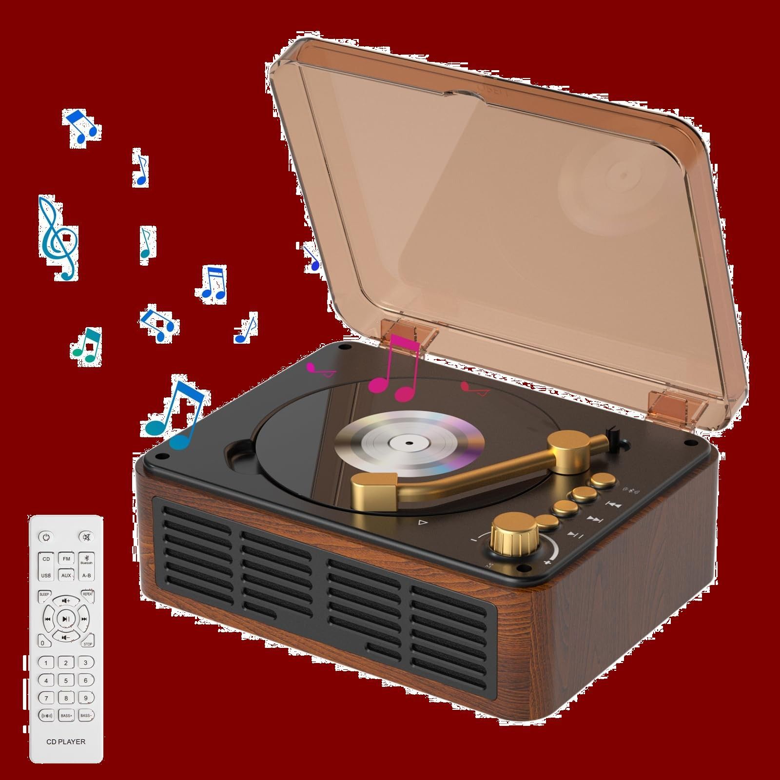 新着商品】CDプレーヤー Bluetooth5.0 受信＆送信 レトロ ステレオ