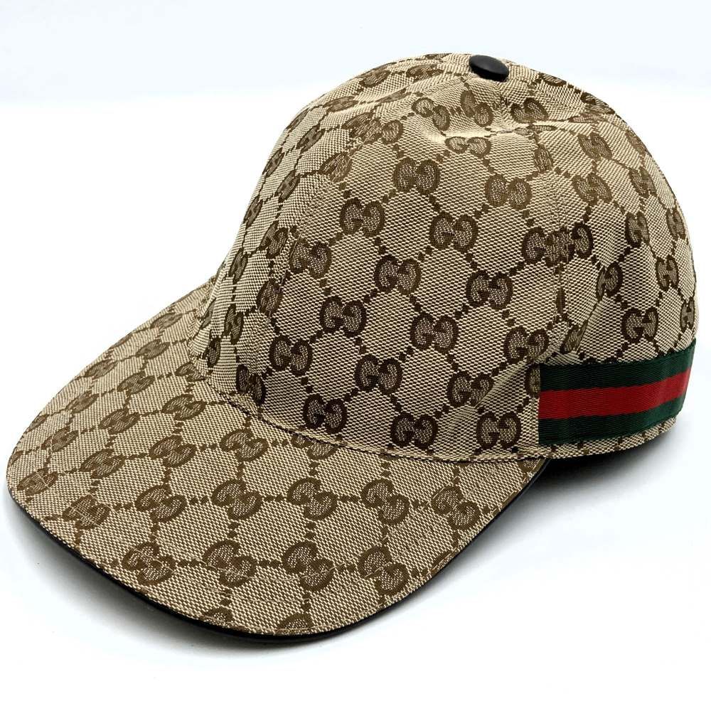 GUCCI グッチ 200035 キャップ 帽子 Mサイズ 58 cm GGキャンバス シェリーライン ベージュ ブラウン レディース メンズ ファッション